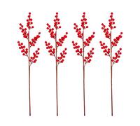 4 Pack Christmas Red Berry Stems Branches Artificial Burgundy Berry Branches 25 Inch Faux Berries Fake Flower for Christmas New Year Decoration Holiday Home DIY Crafts Decor