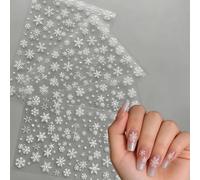 4 Pack Christmas Snowflake Nail Art Stickers with Crystal Design, Winter Holiday Nail Decals for Festive Manicure