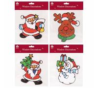 4 Pack Christmas Stained Glass Effect Window Stickers Decoration Stained Glass Effect