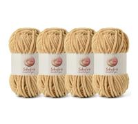 4 Pack Chunky Chenille Yarn for Crocheting, Baby Yarn for Crocheting Soft Blanket, 349.9 yds /14.1 oz Crochet Yarn, Bulky 5 Amigurumi Yarns, Fluffy Velvet Yarns for Knitting Crafts (4 Khaki)