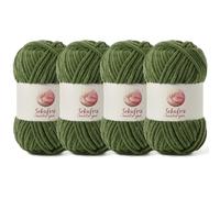4 Pack Chunky Chenille Yarn for Crocheting, Baby Yarn for Crocheting Soft Blanket, 349.9 yds /14.1 oz Crochet Yarn, Bulky 5 Amigurumi Yarns, Fluffy Velvet Yarns for Knitting Crafts (4 Army Green)