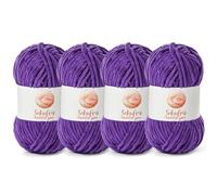 4 Pack Chunky Chenille Yarn for Crocheting, Baby Yarn for Crocheting Soft Blanket, 349.9 yds /14.1 oz Crochet Yarn, Bulky 5 Amigurumi Yarns, Fluffy Velvet Yarns for Knitting Crafts (4 Lilac)