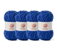 4 Pack Chunky Chenille Yarn for Crocheting, Baby Yarn for Crocheting Soft Blanket, 349.9 yds /14.1 oz Crochet Yarn, Bulky 5 Amigurumi Yarns, Fluffy Velvet Yarns for Knitting Crafts (4 Sapphire Blue)