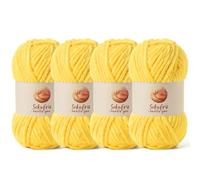 4 Pack Chunky Chenille Yarn for Crocheting, Baby Yarn for Crocheting Soft Blanket, 349.9 yds /14.1 oz Crochet Yarn, Bulky 5 Amigurumi Yarns, Fluffy Velvet Yarns for Knitting Crafts (4 Light Yellow)