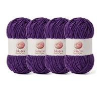 4 Pack Chunky Chenille Yarn for Crocheting, Baby Yarn for Crocheting Soft Blanket, 349.9 yds /14.1 oz Crochet Yarn, Bulky 5 Amigurumi Yarns, Fluffy Velvet Yarns for Knitting Crafts (4 Violet)