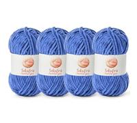 4 Pack Chunky Chenille Yarn for Crocheting, Baby Yarn for Crocheting Soft Blanket, 349.9 yds /14.1 oz Crochet Yarn, Bulky 5 Amigurumi Yarns, Fluffy Velvet Yarns for Knitting Crafts (4 Azure)