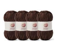 4 Pack Chunky Chenille Yarn for Crocheting, Baby Yarn for Crocheting Soft Blanket, 349.9 yds /14.1 oz Crochet Yarn, Bulky 5 Amigurumi Yarns, Fluffy Velvet Yarns for Knitting Crafts (4 Coffee)