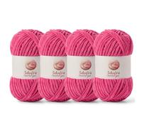 4 Pack Chunky Chenille Yarn for Crocheting, Baby Yarn for Crocheting Soft Blanket, 349.9 yds /14.1 oz Crochet Yarn, Bulky 5 Amigurumi Yarns, Fluffy Velvet Yarns for Knitting Crafts (4 Rose)
