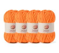 4 Pack Chunky Chenille Yarn for Crocheting, Baby Yarn for Crocheting Soft Blanket, 349.9 yds /14.1 oz Crochet Yarn, Bulky 5 Amigurumi Yarns, Fluffy Velvet Yarns for Knitting Crafts (4 Orange)
