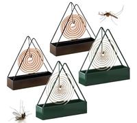 4 Pack Citronella Candle Outdoor, Triangular Mosquito Coil Holder for Indoor and Outdoor Use, Iron Hanging Mosquito Repellent Coils Burner for Home, Camping, Garden