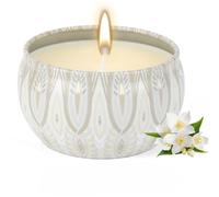 4 Pack Citronella Candles Outdoor Soy Wax 120H Tin (Jasmine,1 Pcs) | 120H total burn, natural soy wax with citronella, 4 scents: rose jasmine vanilla lemon, indoor outdoor reusable tins