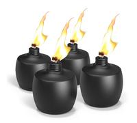 4-Pack Citronella Tabletop Torches, MQKIWAO 21 oz Table Top Torches for Outdoor, Metal Oil Burner Candles, Garden Torches with Fiberglass Wick for Yard, Patio, Deck, Garden, Party, Landscape