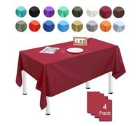 4 Pack Claret Table Cloths for Party,137x274cm Extra Large Rectangular Tablecloths,Solid Color TableCloth,Wipe Clean|Waterproof|Oilproof Table Cover for Parties,Daily Use,Outdoor Picnic,Weddings