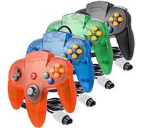4 Pack Classic 64 Controller, miadore Wired N64 Controllers with Upgraded Joystick (Non PC USB Version) (Black/Clear Green/Clear Blue/Clear Orange)