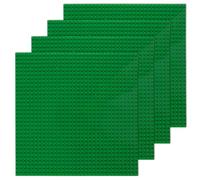 4 Pack Classic Baseplates Compatible with Lego, 10"x10" Square Base Plate with 32 x 32 Studs, Large Building Bricks Building Board Build and Display Board Set for Major Brands (Green)