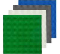 4 Pack Classic Baseplates Compatible with Lego Grey/Green/White/Blue