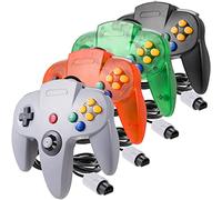 4 Pack Classic N64 Controller, miadore Wired Classic N64 Gamepad with Upgraded Joystick (Black/Gray/Clear Orange/Clear Green)