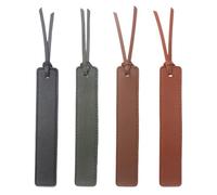 4-Pack Classic Stitched Leather Bookmarks with Rope Tassel - Reading Gifts for Men & Women