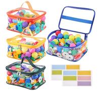 4 Pack Clear Toy Storage Bags, PVC Waterproof Toy Organizer, Colorful