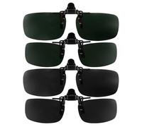 4 Pack Clip on Sunglasses over Prescription Glasses, Sunglasses Clip | Anti Headlight Glare, Polarized Flip up Driving Glasses, Night Driving Clip-On Glasses for Men Women(2 Size 2 Color)