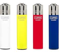 4 pack Clipper Classic Refillable Lighter Genuine Lighter - Refillable & Flint Utility Durable, Clipper Lighter with Replaceable Flint Clipper 4pack assorted colours.