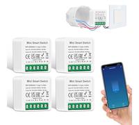 4 Pack CNBINGO WiFi Smart Light Switch, Mini DIY Breaker Module, Compatible with Alexa Echo, Google Assistant, Fits Behind Rocker Wall Switches, Support 1 Way or 2 Way，Need Neutral Wire