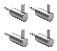 4 Pack | Coat Hook with Concealed Fixing - 35mm Projection - Satin Stainless Steel | Cloak Room Hat and Coat Hook - Wall Mounted Cupboard Organizer - Bathroom Robe Hook