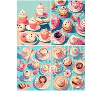4 Pack Coffee Diamond Art for Kids 16 x 23 Inch, 2025 New 5D Diamond Painting Kits for Adults, Hobbies for Adults Women Crafts Kit,DIY Dimond Paintings for Girls Boys Gift and Home Decor Cake S509-Y