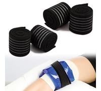 4 Pack Cold Pack Strap for Leg Knee Arm,Elastic Belt to Wrap Cold Pack,Ice Pack Extender Strap Stretchable27.6 x 2 in Adjustable Straps Add Length to Most Packs for Ice Bag Hot Cold Therapy.Black