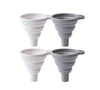 4 Pack Collapsible Funnel Silicone Mix Durability Kitchen Large Wide Mouth Durable Convenient Foldable White & Grey