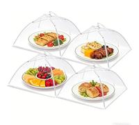 4 Pack Collapsible Mesh Food Covers Pop Up, 12.6x12.6x7.87in Food Net Cover - Breathable Plate Covers for Food, Food Cover for Picnics/BBQs/Garden Parties