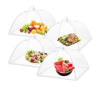 4 Pack Collapsible Mesh Food Covers, Pop-Up Net Protectors for Outdoor Picnics, BBQs & Parties, Keep Flies, Bugs & Mosquitoes Away While Maintaining Freshnes