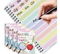 4 Pack Colored Raised Line Handwriting Paper Spiral Bound 8.3x11 Inch Raised Lined Notebook Writing Practice Writing Paper Practice with ADHD 0.63In Sensory Line Dysgraphia Pad for Students