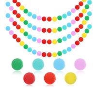 4 Pack Colorful Pom Pom Garland, 26.5 Feet Rainbow Pompom Garlands for Decoration, Pompom Garlands for Wall, Classroom, Christmas Tree Decoration, Party Hanging Decor