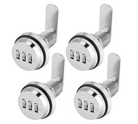 4 Pack Combination Cam Lock Security Locks Aperture 19mm Cabinet Password Coded Locks 3 Digit Code Cam Lock for 15-25mm Thickness Box Cabinet Doors Drawer Mailbox Door Furniture, Silver