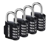 4 Pack Combination Padlock, 4 Digit Resettable Outdoor Padlock Weatherproof