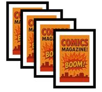 4 Pack Comic Book Frame Fits Current up to 6 3/4 x 10 1/4 Comic Book with Mat, Or 8x12 Photos Without Mat, Comic Book Display Frame with Shatter Resistant Plexiglass for Wall and Tabletop, Black