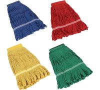 4 Pack Commercial String Mop Head, Replacement Heavy Duty Mop Head Refills, Loop-End Mop Head for Cotton Looped End Wet Cleaning Mop Refill for Home, Industrial and Commercial Use (4 Color)