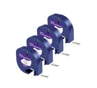 4 Pack Compatible Label Tape Replacement for DYMO Plastic Clear LetraTag Refills 16952 S0721530 for DYMO LetraTag Label Maker LT100H LT100T Plus QX50, 1/2" x 13' (12mm x 4m)