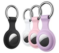 4 Pack Compatible with Apple AirTag Keychain Holder Waterproof Silicone Case with Metal Key Ring, Fits AirTag Case Cover for Pets/Luggage/Backpacks (Multicolor)