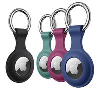 4 Pack Compatible with Apple AirTag Keychain Holder Waterproof Silicone Case with Metal Key Ring, Fits AirTag Case Cover for Pets/Luggage/Backpacks (Multicolor)