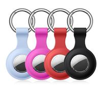 4 Pack Compatible with Apple AirTag Keychain Holder Waterproof Silicone Case with Metal Key Ring, Fits AirTag Case Cover for Pets/Luggage/Backpacks (Multicolor)