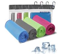 4 Pack Cooling Towels (100x30 cm) Cool Cold Towel, Soft Breathable Microfibre Towels for Neck, Yoga, Golf, Gym, Camping, Running, Fitness, Workout & More Activities