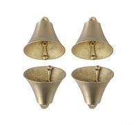 4 Pack Copper Hanging Grazing Bells for Cattle Goats Horses Sheep Loud Livestock Alarm Bell Golden 2.04in