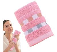 4 Pack Cotton Bathroom Towels Set，Large Bath Towels，Bath Towel for Bathroom，29.1" x 13.4" (Pink-Style B)