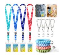 4 Pack Cruise Lanyard for Ship Cards with Waterproof Detachable ID Badge Holders, Spiral Coil Wristband, Carabiner Clip, Cruise Essentials Cruise Card Holder
