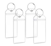 4 Pack Cruise Luggage Tag Holders, Waterproof PVC with Steel Loops | 4x waterproof PVC tag holders, steel loops, fit P&O ships, reusable, easy slide-in design, for cruise essentials.