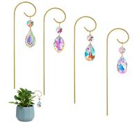 4 Pack Crystal Suncatcher Small Trellis for Potted Plants Crystal Sun Catcher, 7.5'' Metal Plant Stake Suncatchers Deco Home Window Garden