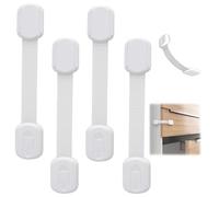 4 Pack Cupboard Locks for Children, Child Locks for Kitchen Cupboards, Adjustable Baby Proofing Cabinet Strap Locks, with No Drilling Child Locks, for Fridge, Cabinets, Drawers, Dishwasher