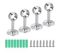 4 Pack Curtain Rod Ceiling Mount Bracket Shower Curtain Rod Holder Stainless Steel Flange Rod Holder Closet Pole End Supports Socket Fit 25mm Rod for Wall Window Bedroom